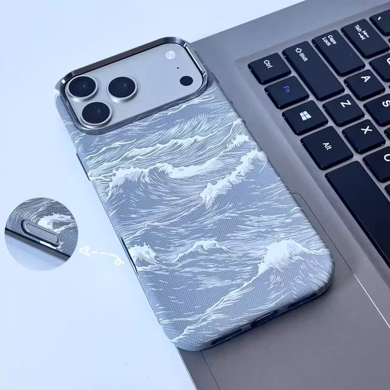 FreeAir MagSafe Waves Carbon Premium Design Case for iPhone 16 Pro Max