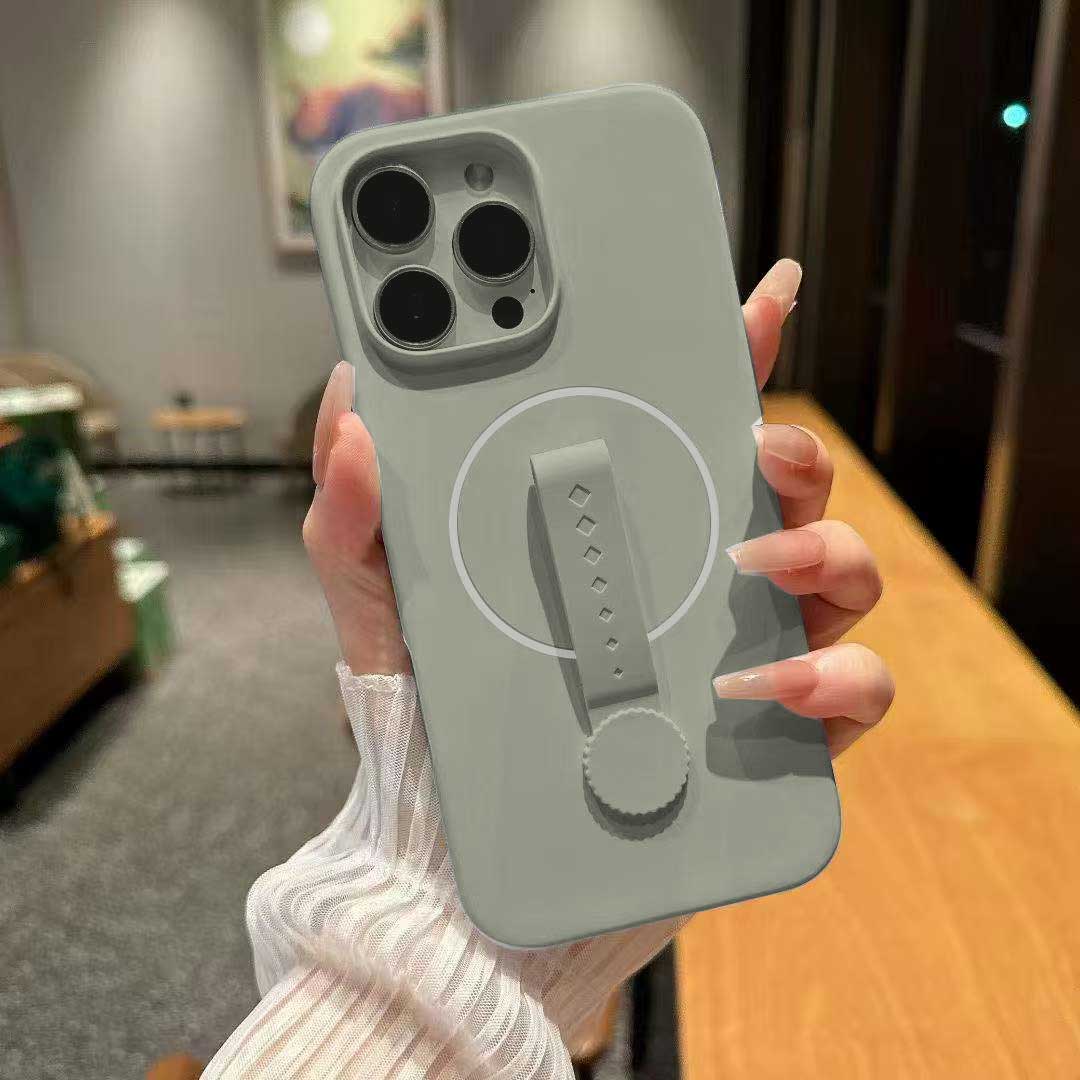 Invisible Magnetic Liquid Silicone Rotating Wristband Case for iPhone 16 Pro Max