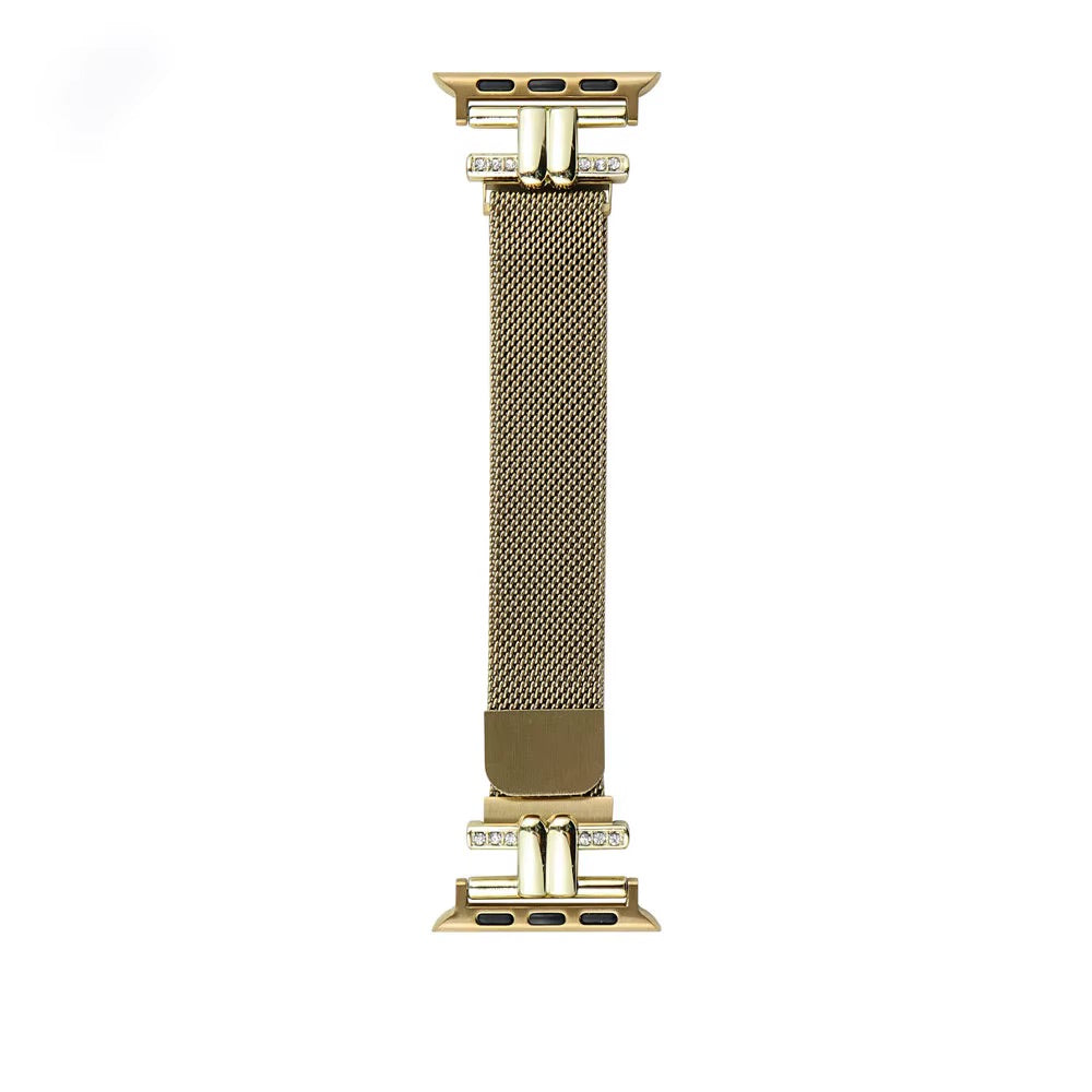 Recci Leopard Print Stainless Steel Women Slim Diamond Watch Strap for Apple Watch 42/44/45/46/49 mm