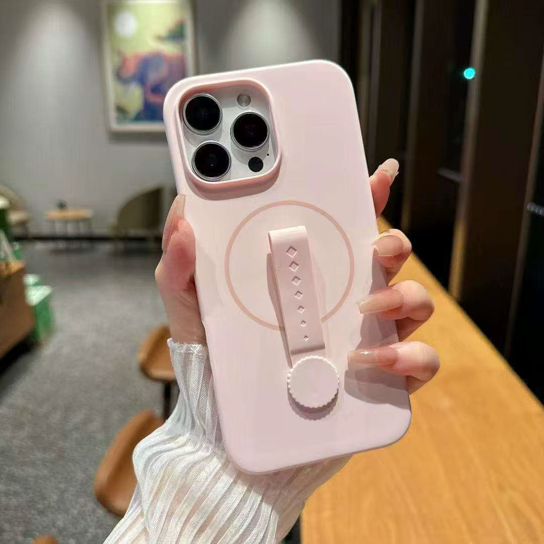 Invisible Magnetic Liquid Silicone Rotating Wristband Case for iPhone 16 Pro Max