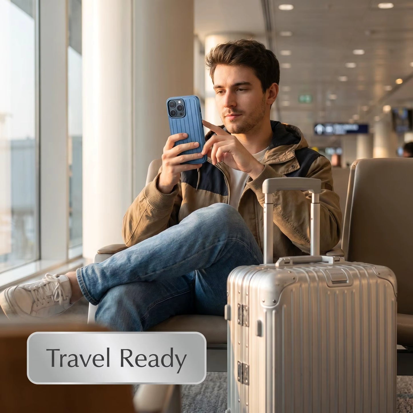 Vertical Striped Luggage Style Full Coverage Case for iPhone 13 Pro