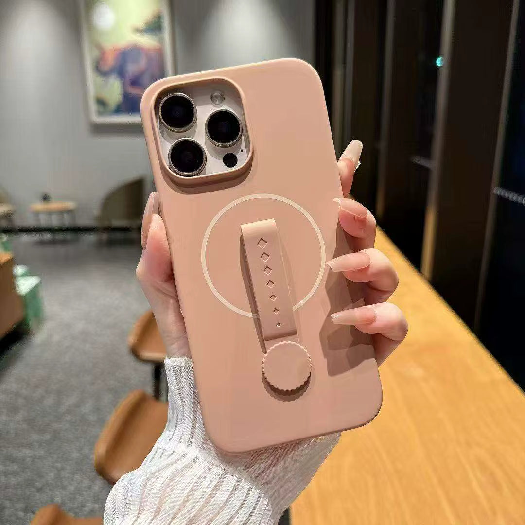 Invisible Magnetic Liquid Silicone Rotating Wristband Case for iPhone 16 Pro Max