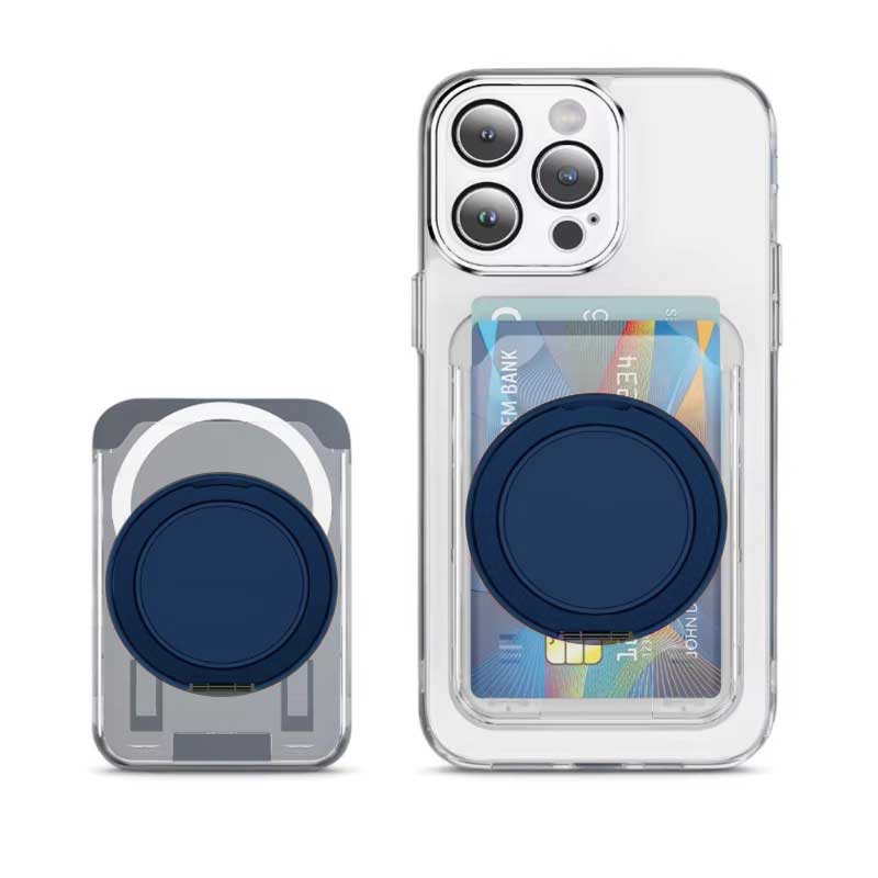 Ring Grip Kickstand Transparent Clear PC Magnetic Wallet Card Holder
