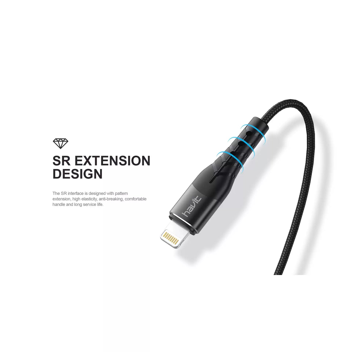 Havit HV-RH14 PD20 W USB C to Lightning Cable 1.2 M - Black - TecHub