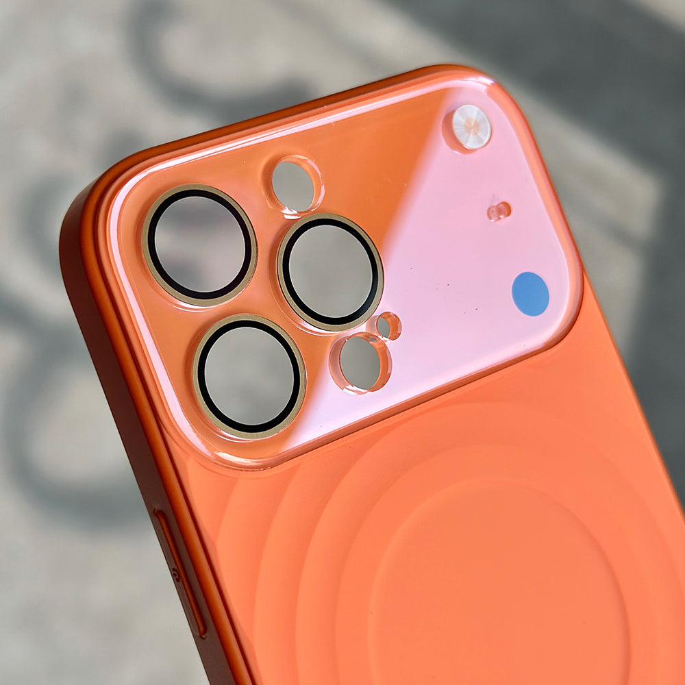 VAWI Wave Pattern Design Liquid Silicone Case Window Lens for iPhone 16 Po Max