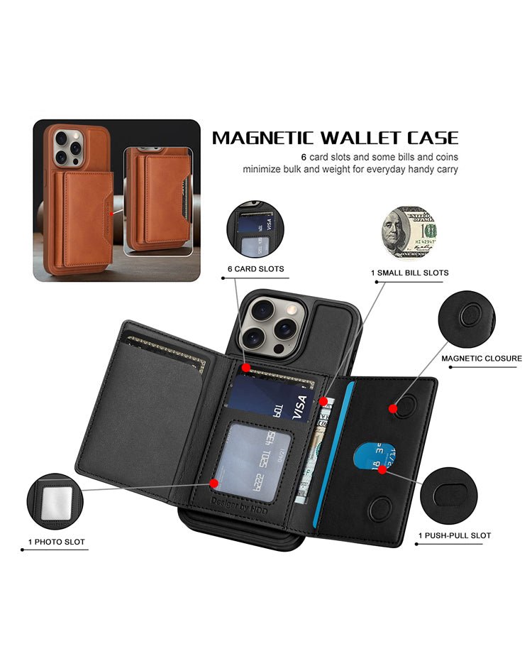 HDD Leather MagSafe Foldable Wallet Card Holder and Stand - Grey - TecHub