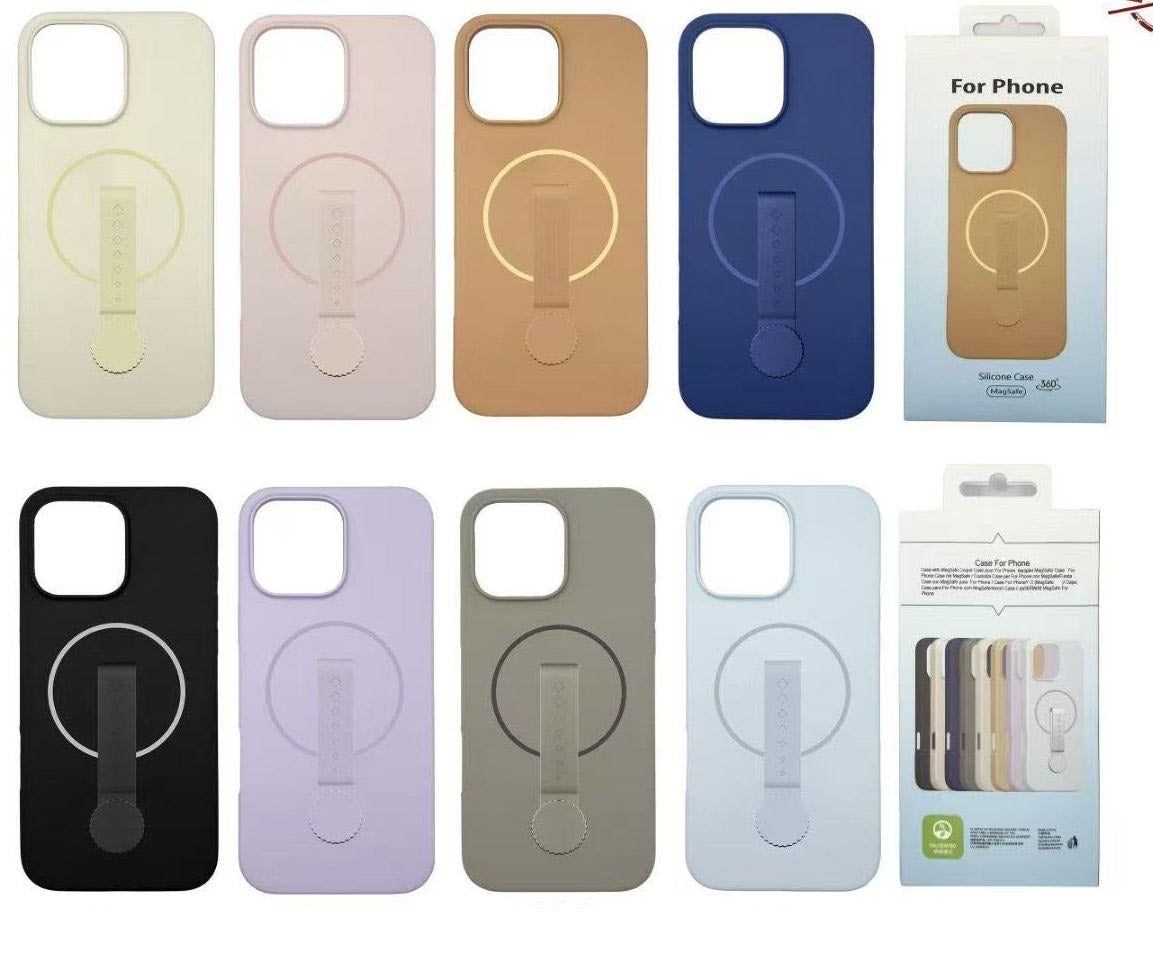 Invisible Magnetic Liquid Silicone Rotating Wristband Case for iPhone 16 Pro Max