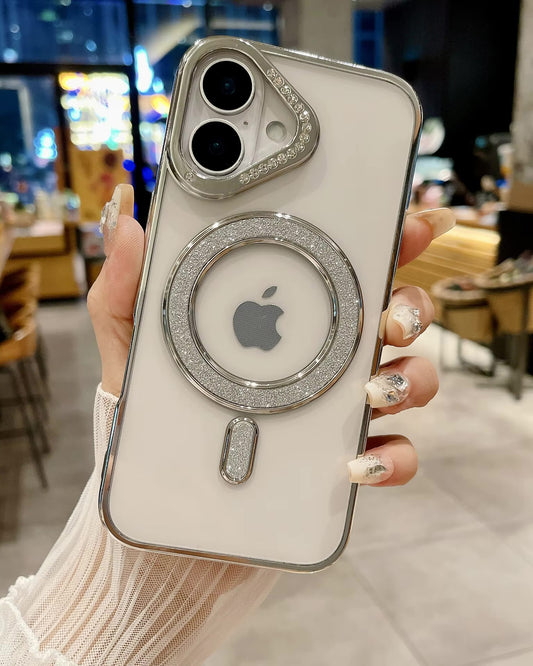 Diamond Strass MagSafe Case for iPhone 16 - Silver