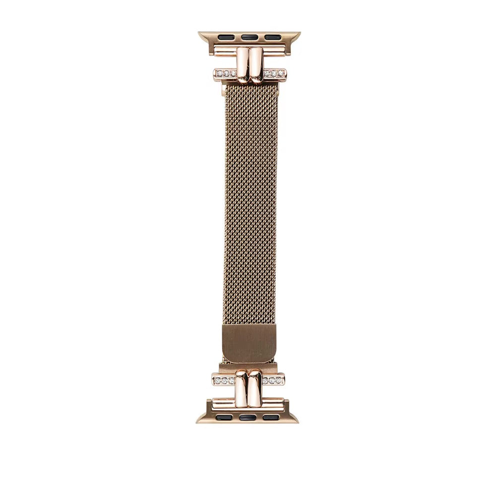 Recci Leopard Print Stainless Steel Women Slim Diamond Watch Strap for Apple Watch 42/44/45/46/49 mm