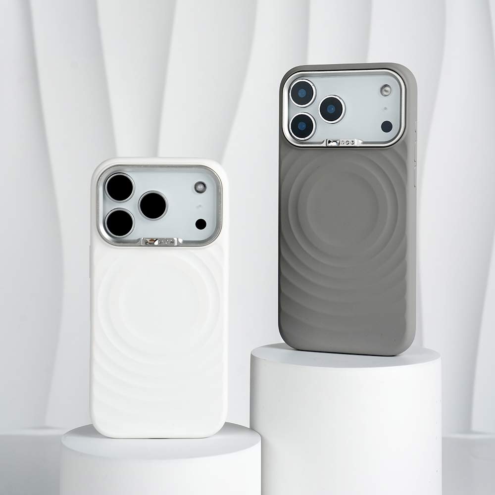 Face Design Lens Frame Inlaid with Diamond Liquid MagSafe Silicone Case for iPhone 17 Pro Max