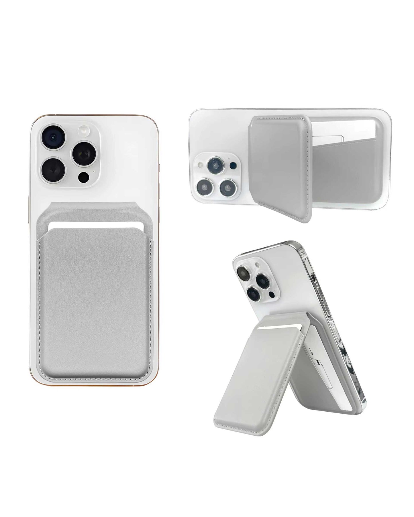 HDD Luxury PU Leather Stand Wallet with for MagSafe and Card Holder Back - Brown