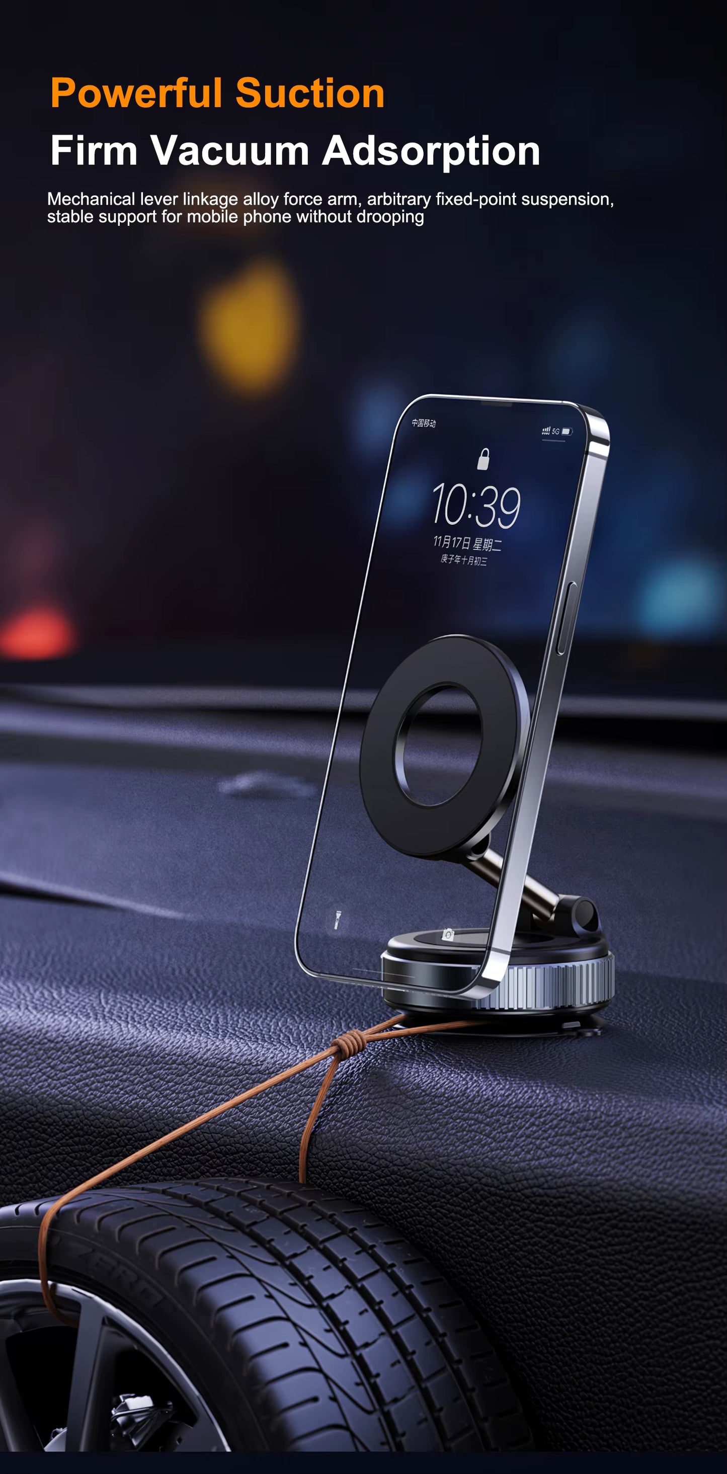 GOJI G3 Magsafe Holder Suction Cup Phone Mount Adjustable Swivel Lock, for Your Car/Gym/Mirror - Black
