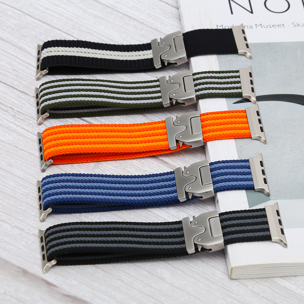 Nylon Double Stripes Band for Apple Watch 42/44/45/46/49 mm - Blue