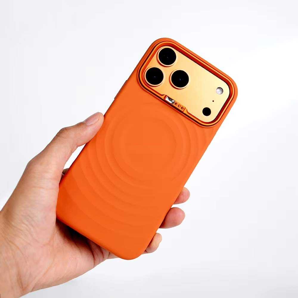 Face Design Lens Frame Inlaid with Diamond Liquid MagSafe Silicone Case for iPhone 17 Pro Max