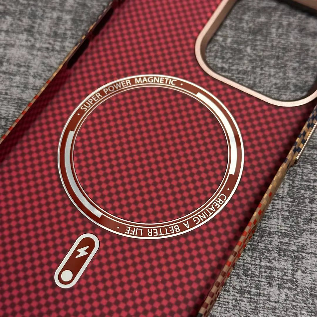 FreeAir Luxury MagSafe Carbon Fiber Design Case for iPhone 16 Pro Max - Brown