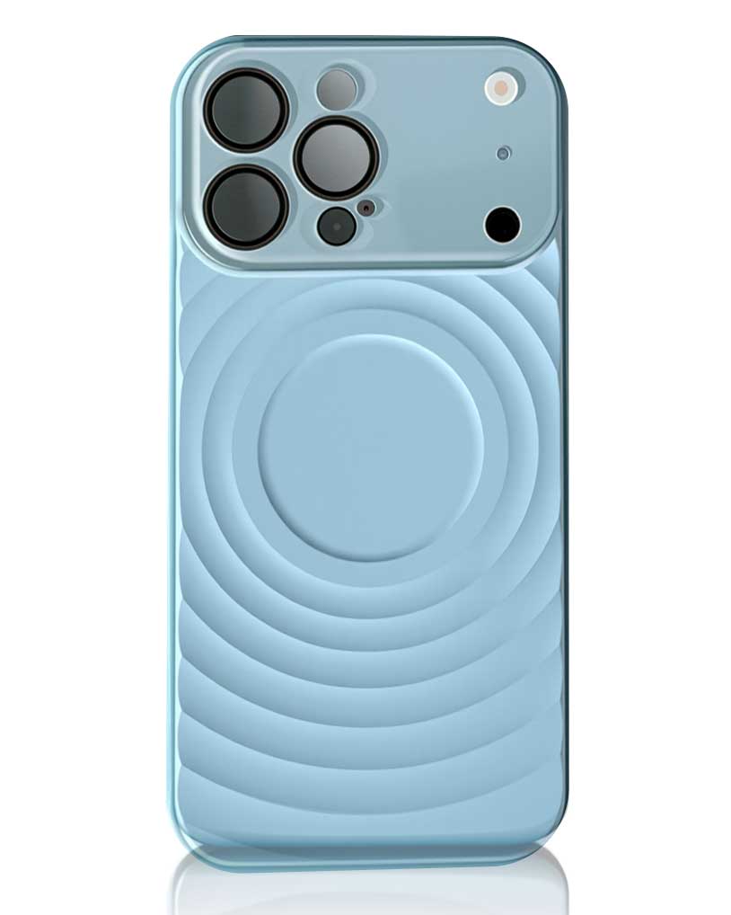 VAWI Wave Pattern Design Liquid Silicone Case Window Lens for iPhone 16 Po Max