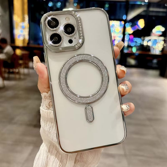 Diamond Strass MagSafe Case for iPhone 16 Pro Max - Silver