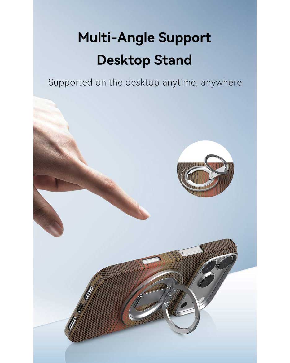 Lanex Luxury Carbon Fiber Pattern Magnetic With Stand for iPhone 17 Pro Max