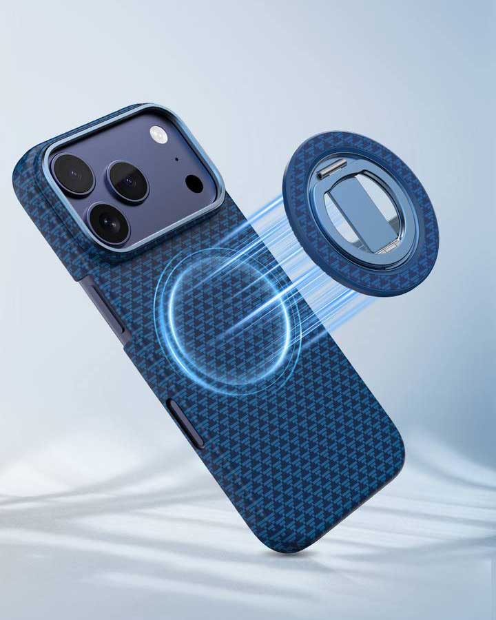 Lanex Luxury Carbon Fiber Pattern Magnetic With Stand for iPhone 17 Pro Max