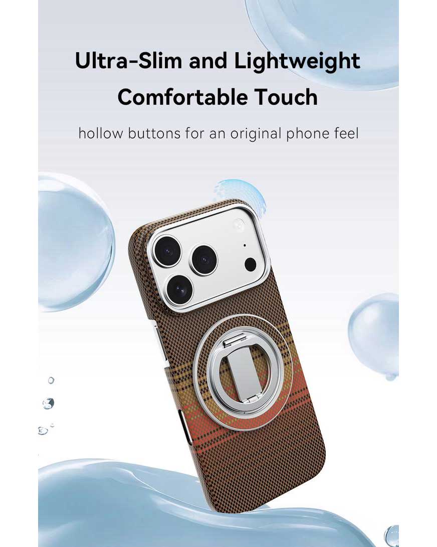 Lanex Luxury Carbon Fiber Pattern Magnetic With Stand for iPhone 17 Pro Max