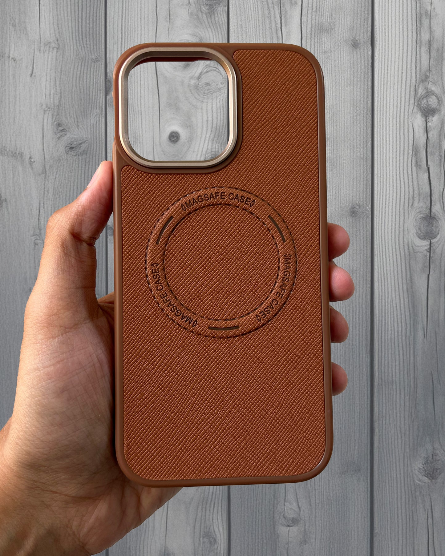 Prada Luxury Leather Case with MagSafe Wallet for iPhone 16 Pro Max - Brown