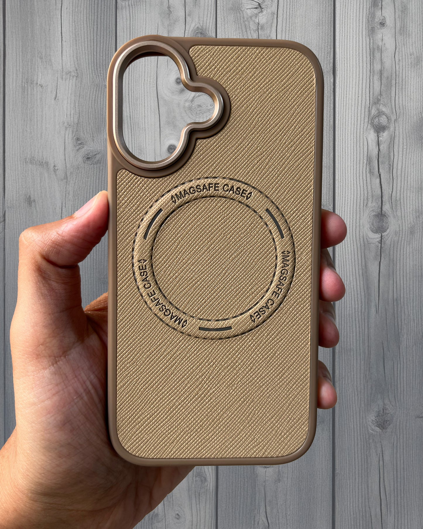 Prada Luxury Leather Case with MagSafe Wallet for iPhone 16 - Gold