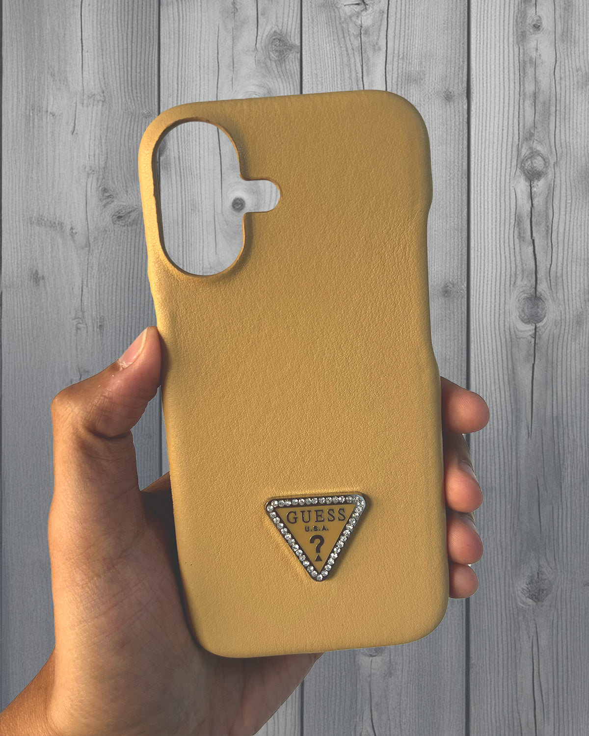 Guess Leather Back Cover Case for iPhone 16 - Gold