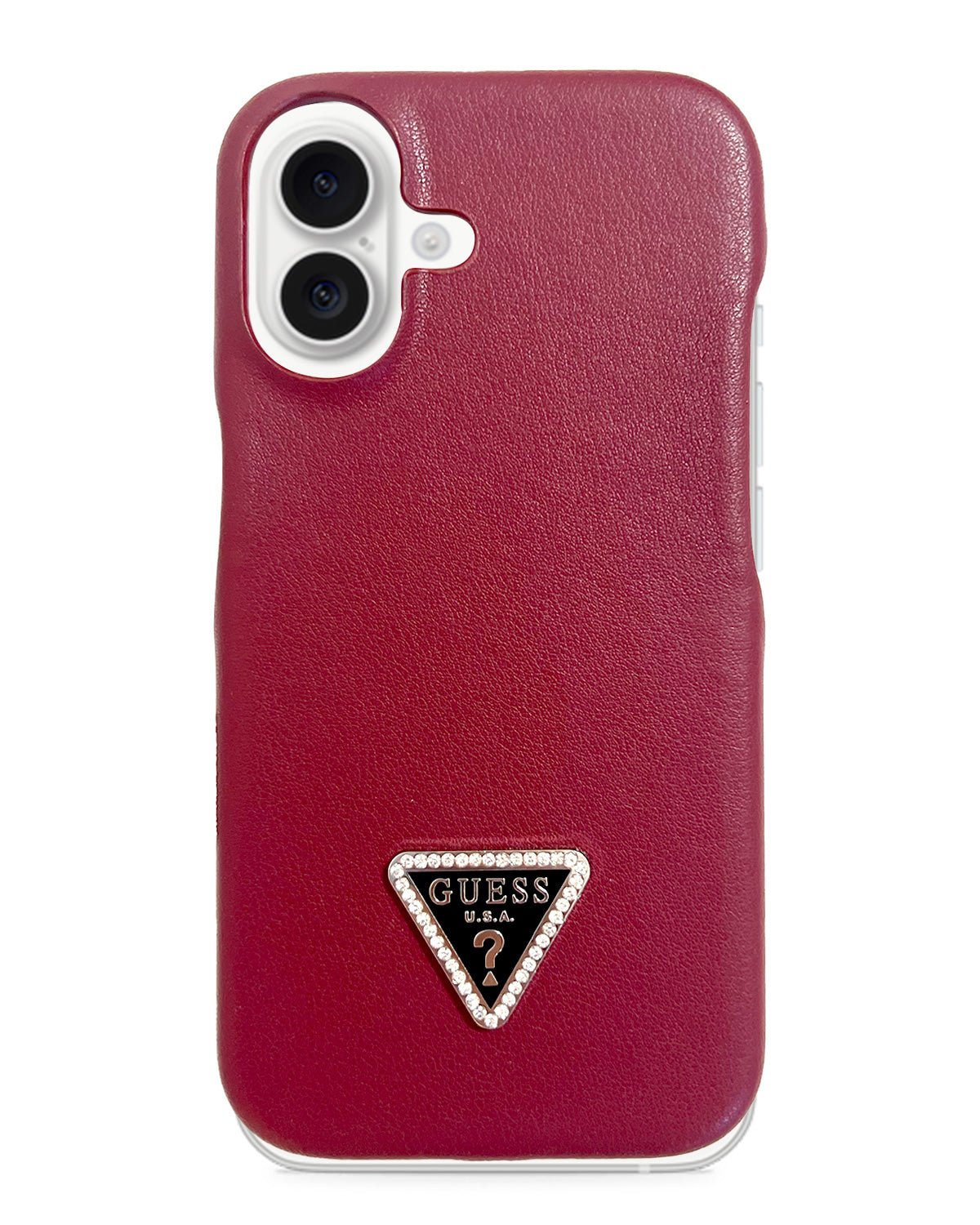 Guess Leather Back Cover Case for iPhone 16 - Maroon