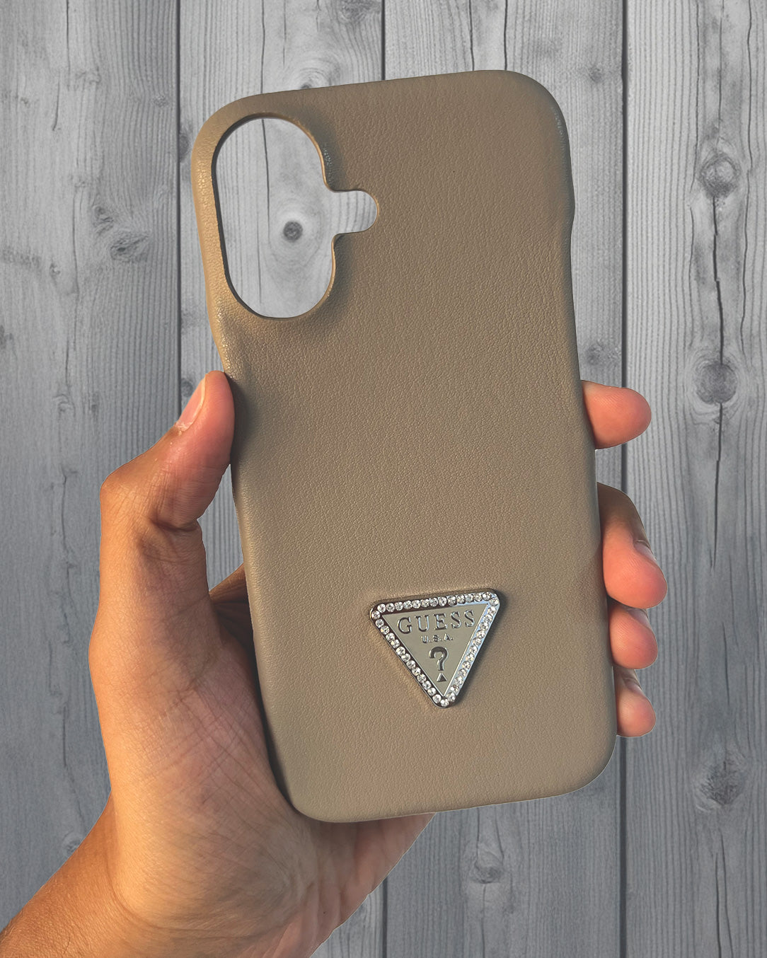Guess Leather Back Cover Case for iPhone 16 - Grey
