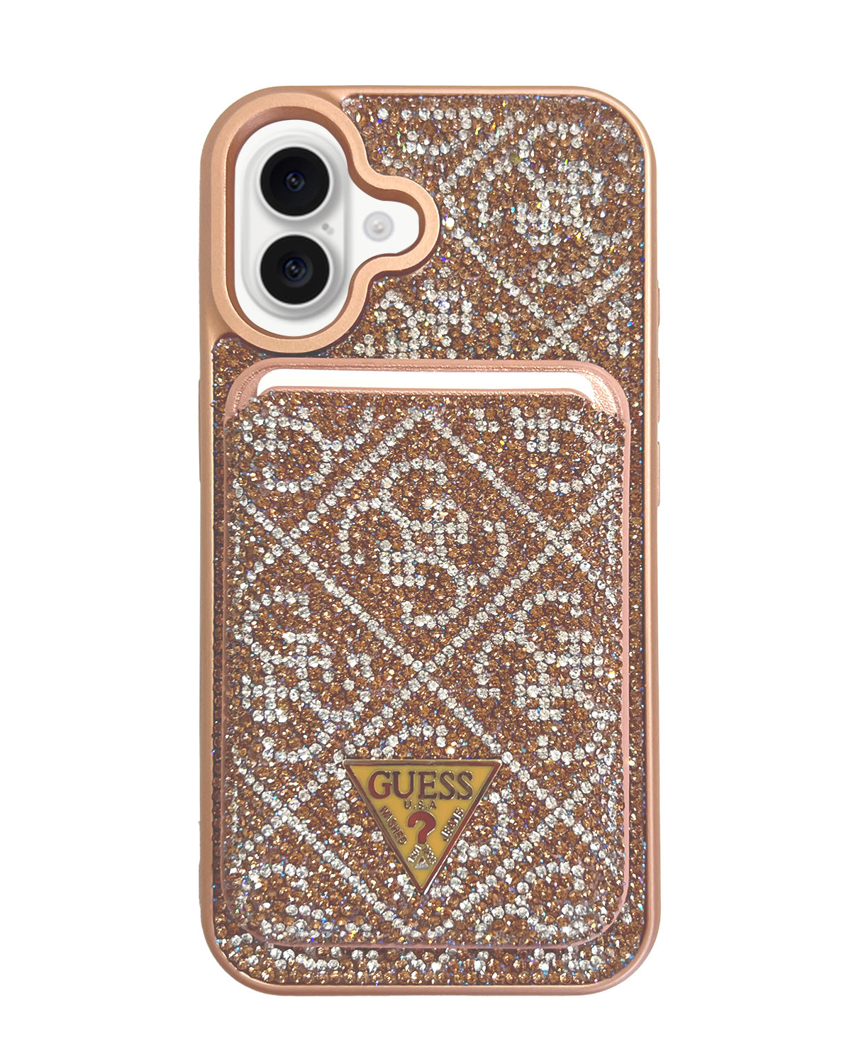 Guess Luxury Strass Case with MagSafe Wallet for iPhone 16 - Gold