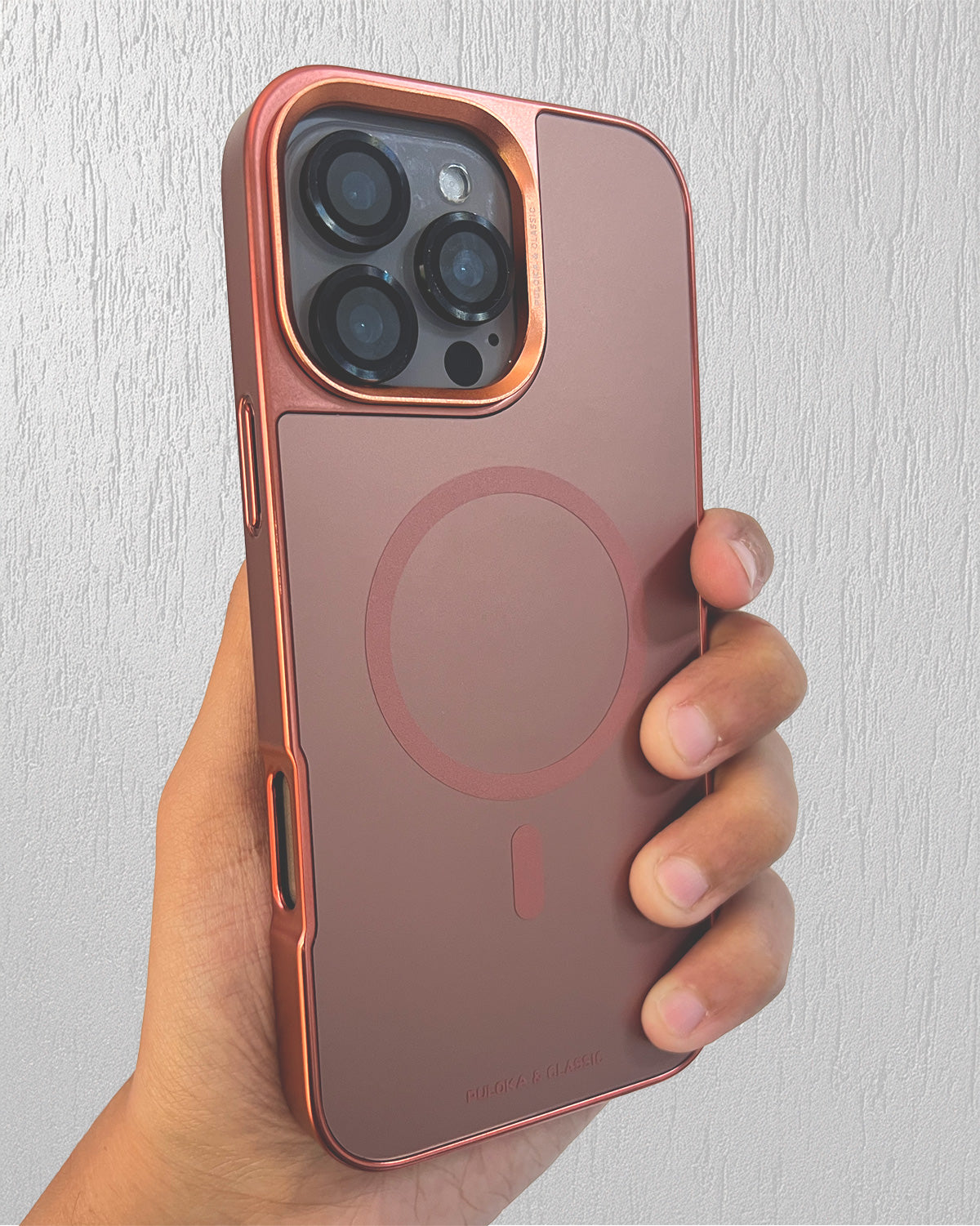Puloka & Classic Luxury MagSafe Case for iPhone 16 Pro Max - Rose Gold