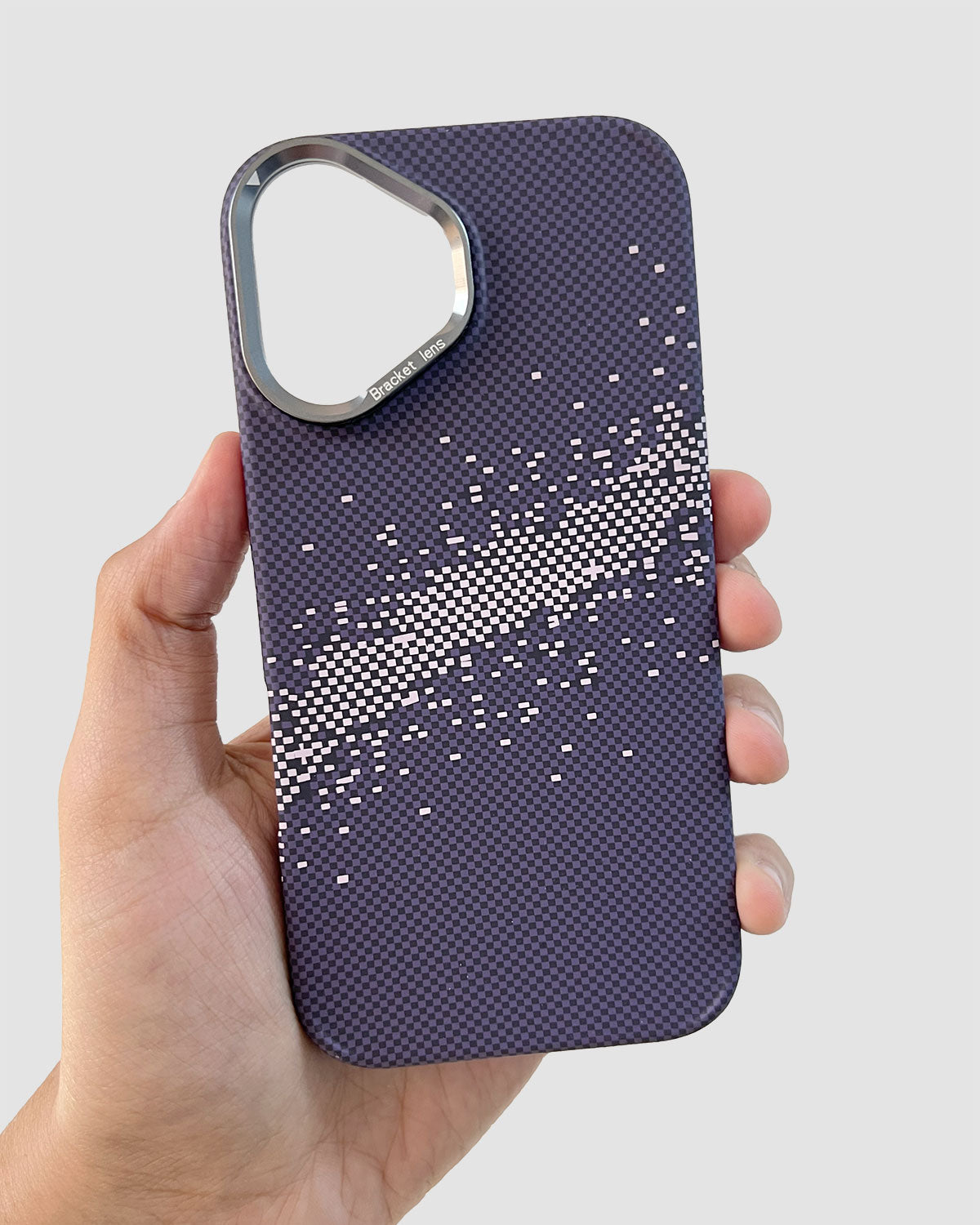 Abstract Starry Pixels Case for iPhone 16 - Purple