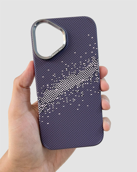 Abstract Starry Pixels Case for iPhone 16 - Purple