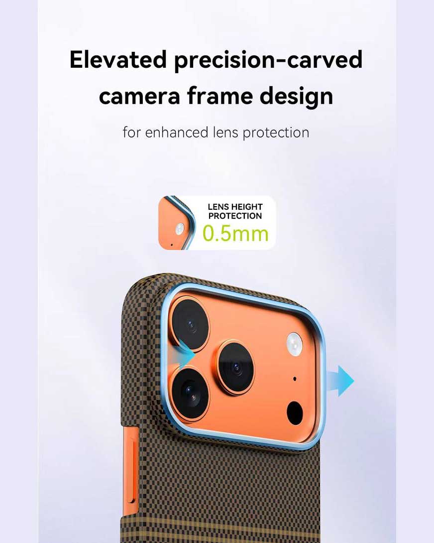 Lanex Premium Ultra-slim Diamond Cut Carbon Fiber Case for iPhone 17 Pro Max - Starry Gold