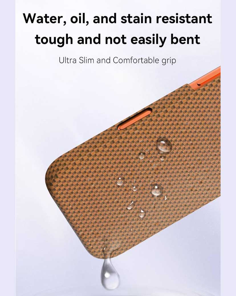 Lanex Premium Ultra - slim Diamond Cut Carbon Fiber Case for iPhone 17 Pro Max - Orange - TecHub