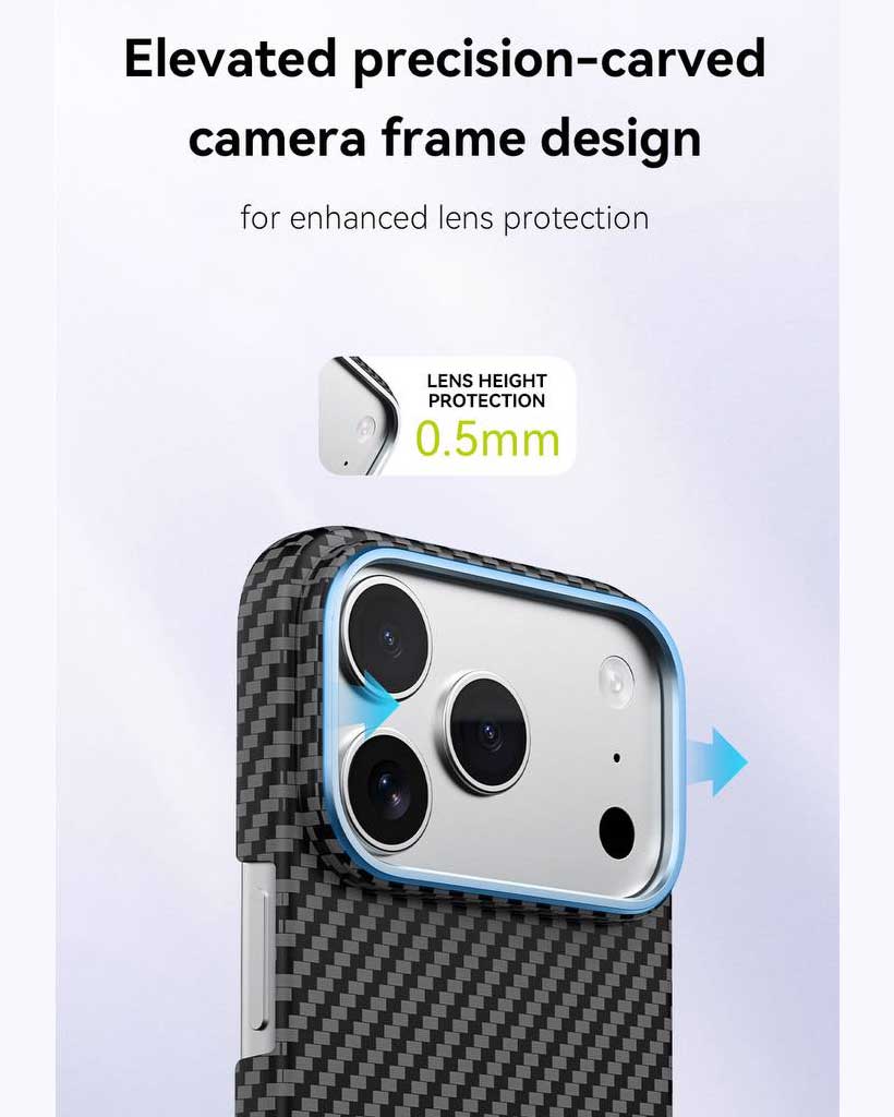 Lanex Striped Ultra - slim Diamond Cut Carbon Fiber Case for iPhone 17 Pro Max - Black - TecHub