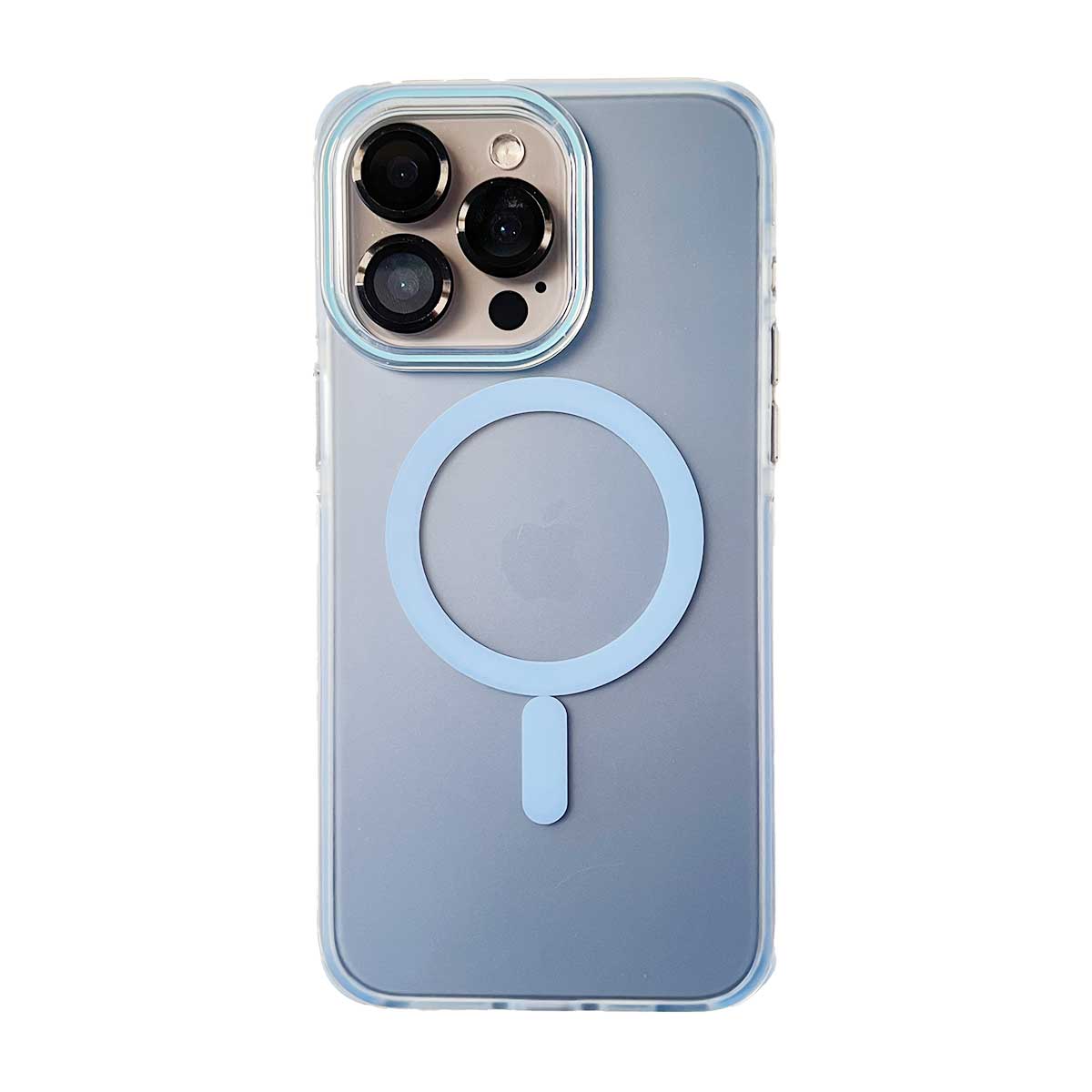 Luxury Magsafe Brushed TPU Bumper Case For iPhone 15 Pro Max - Blue