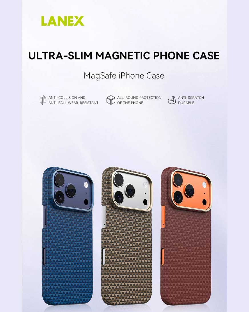 Lanex Premium Ultra-slim Diamond Carbon Fiber Case for iPhone 17 Pro Max