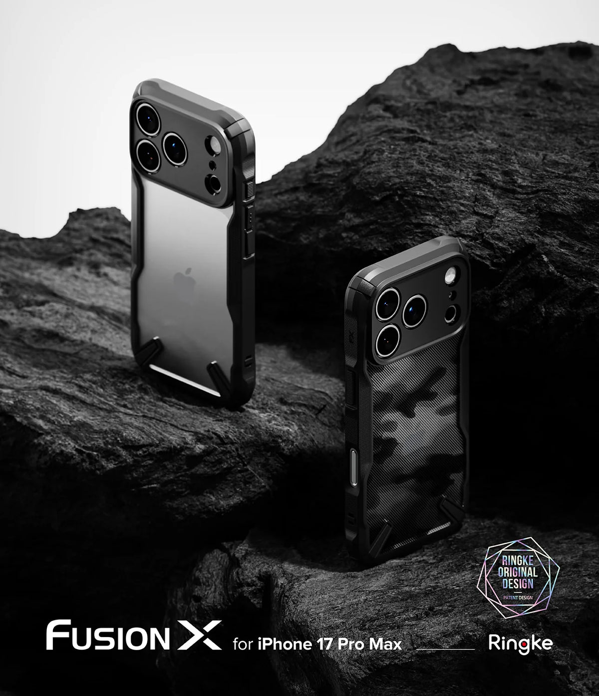 Ringke Fusion-X Slim and protective TPU case for iPhone 17/18 Pro Max - Camo Black