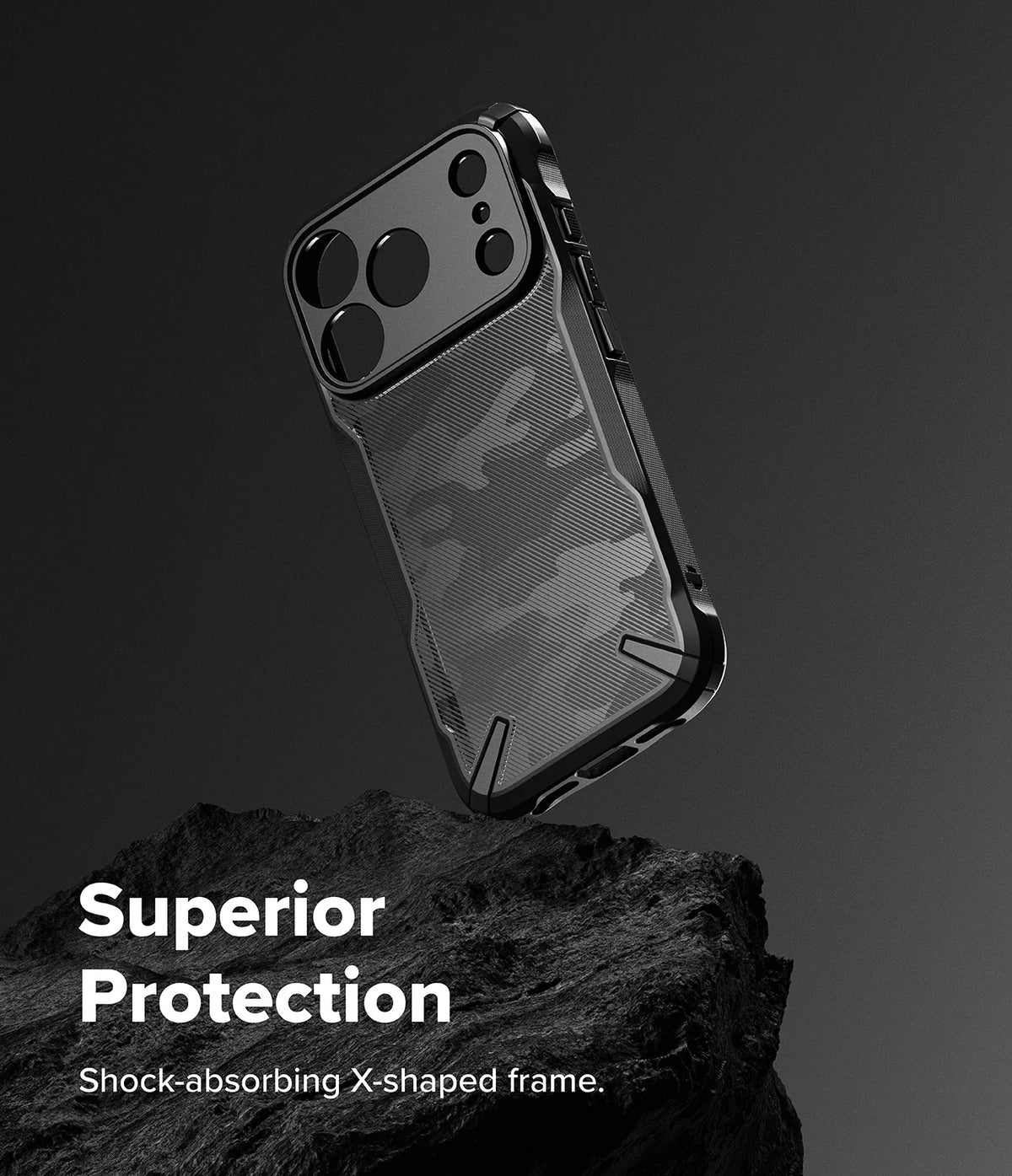 Ringke Fusion-X Slim and protective TPU case for iPhone 17/18 Pro Max - Camo Black