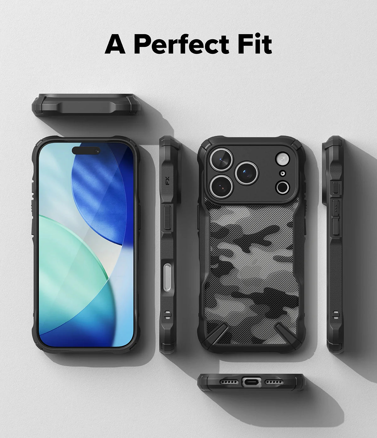 Ringke Fusion-X Slim and protective TPU case for iPhone 17/18 Pro Max - Camo Black