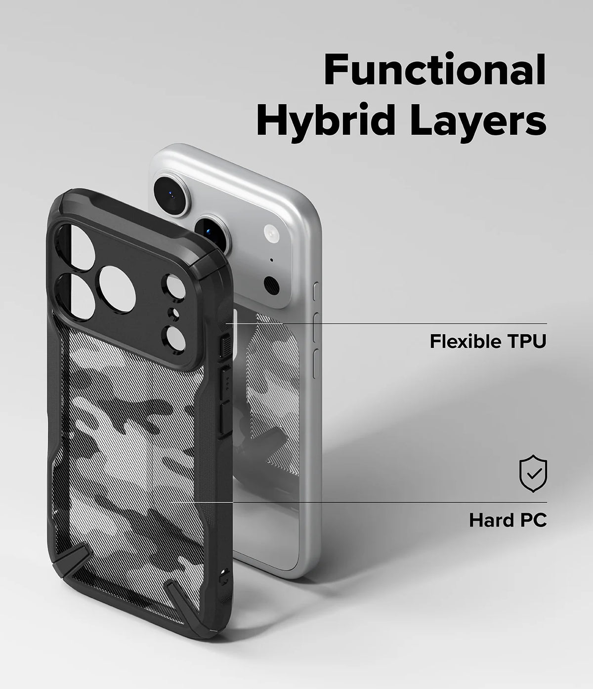 Ringke Fusion-X Slim and protective TPU case for iPhone 17/18 Pro Max - Camo Black