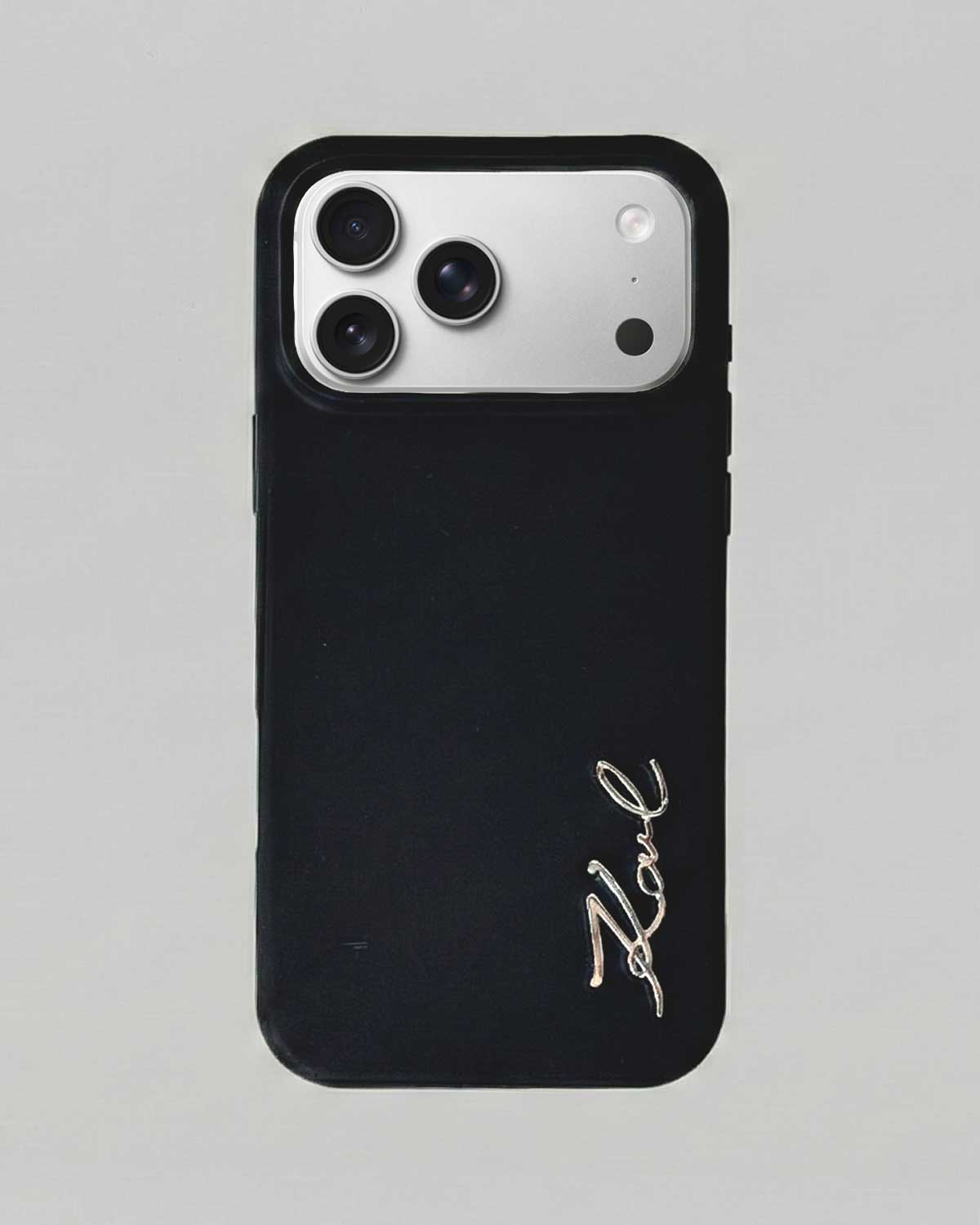 Karl Lagerfeld Silicone Case with Metal Emblem for iPhone 17 Pro Max