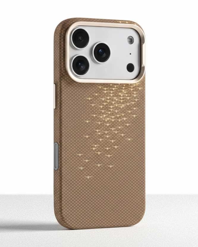 Lanex Luxury Carbon Fiber Pattern Magnetic With Metal Buttons Case for iPhone 17 Pro Max