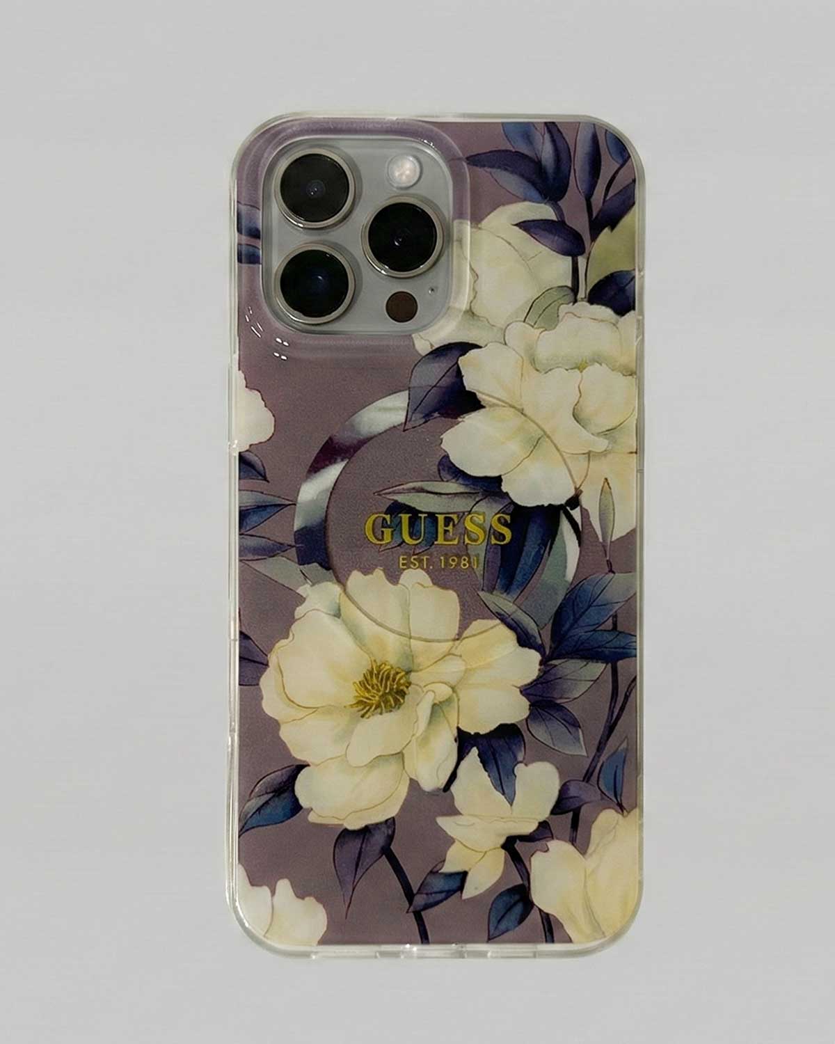 GUESS IML Flower MagSafe Case for iPhone 16 Pro Max