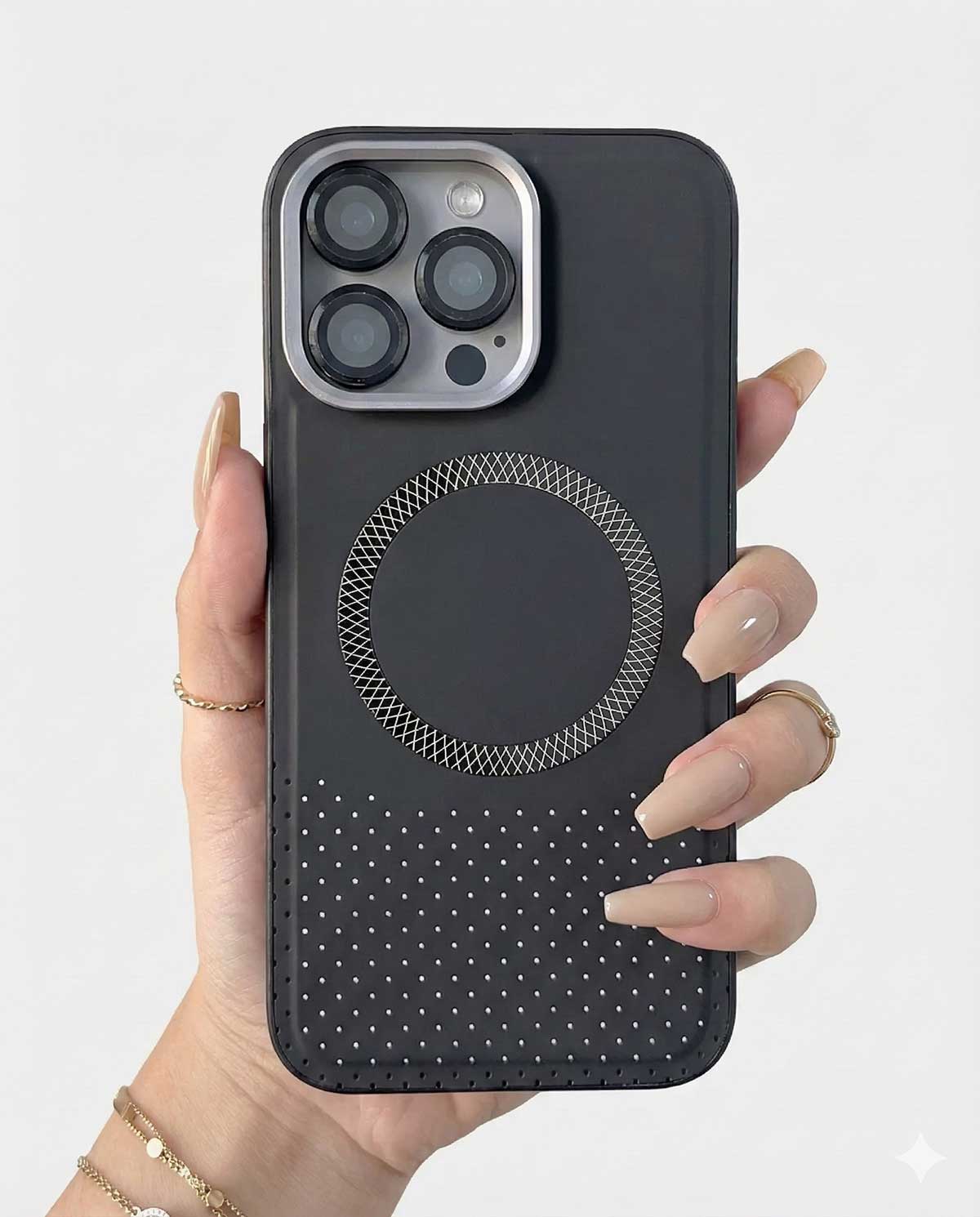 Hard MagSafe Leather And Textured Case for iPhone 16 Pro Max