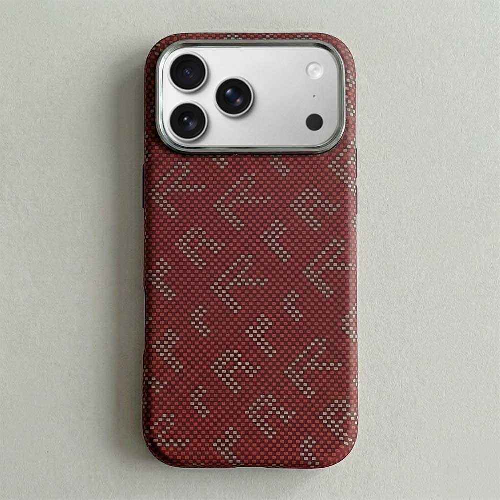 FD Carbon Fiber Textured Metal Camera Frame Shockproof Hard Magnetic Case for iPhone 17 Pro Max