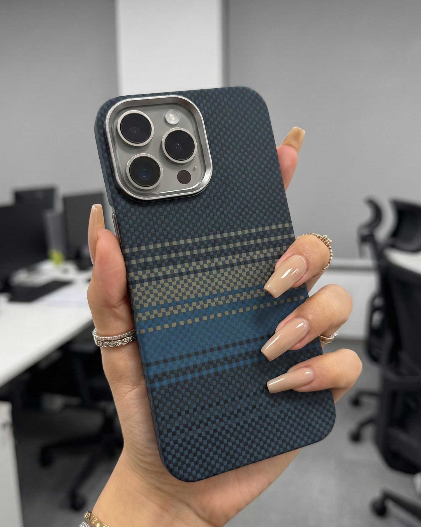 Pitakuka Ultra-Slim Tactile Woven Case for iPhone 15 Pro Max - Blue