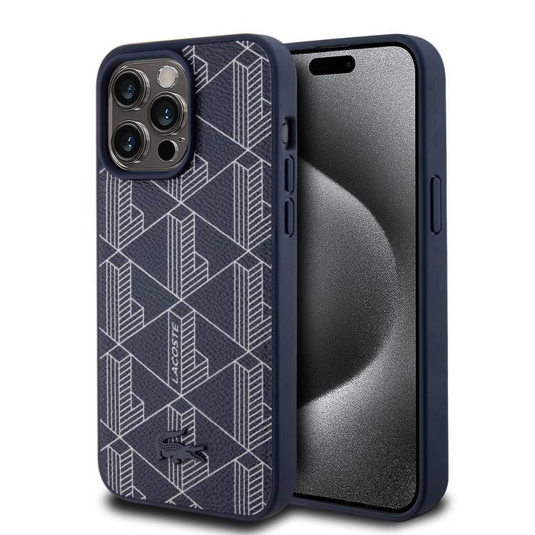 Lacoste Hard PC Leather Case for iPhone 16 Pro Max - Blue