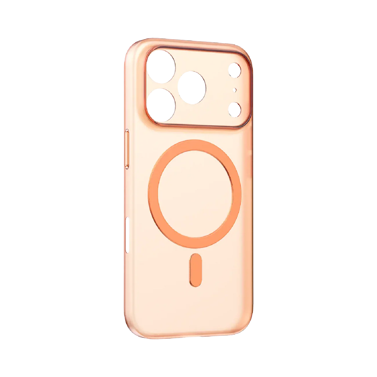 TecHub MOMAX CaseFORM Lite magnetic case for iPhone 17 Pro in transparent orange, showing slim design and magnetic features.
